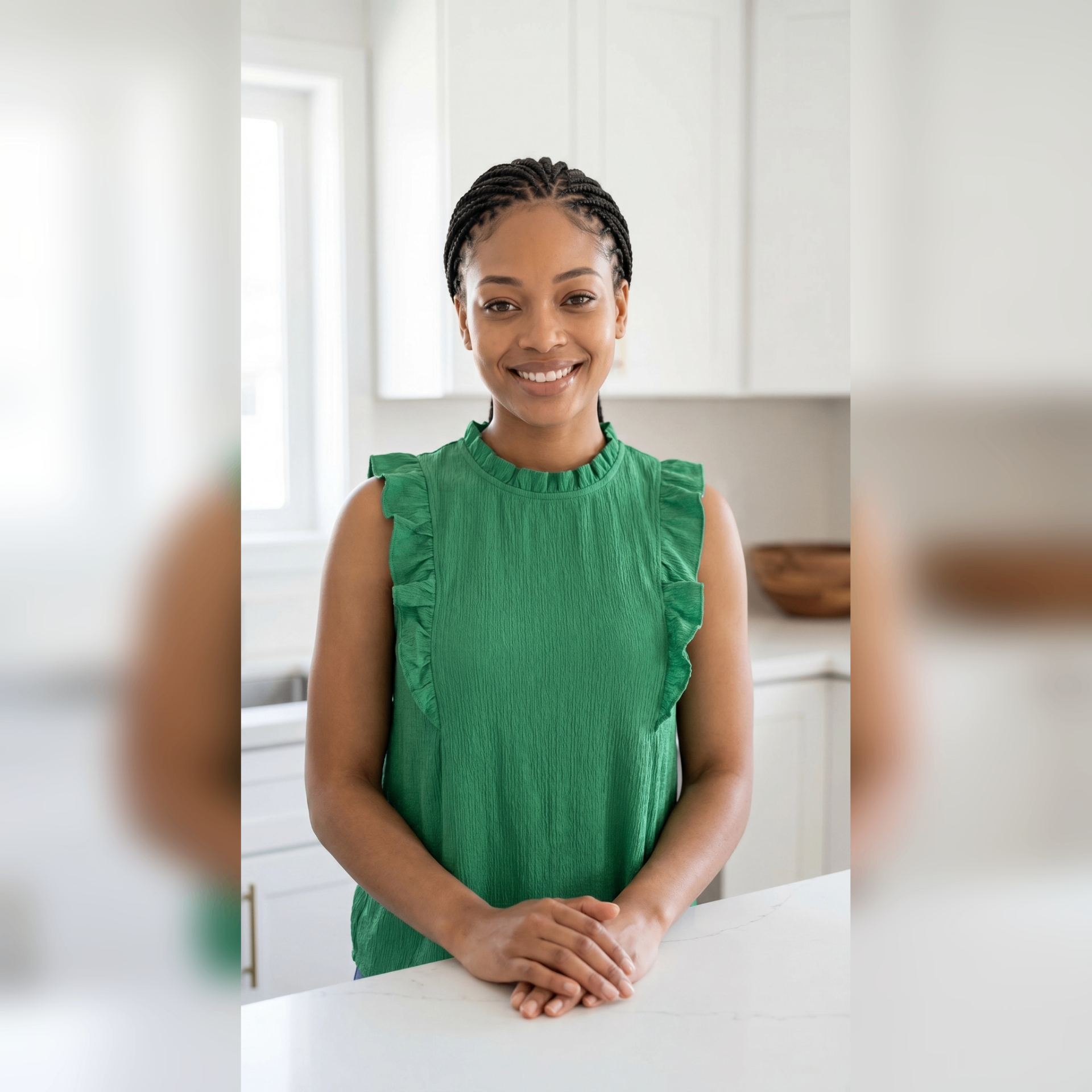 Femme souriante recevant un bon d'achat PRIZY — moment plaisir