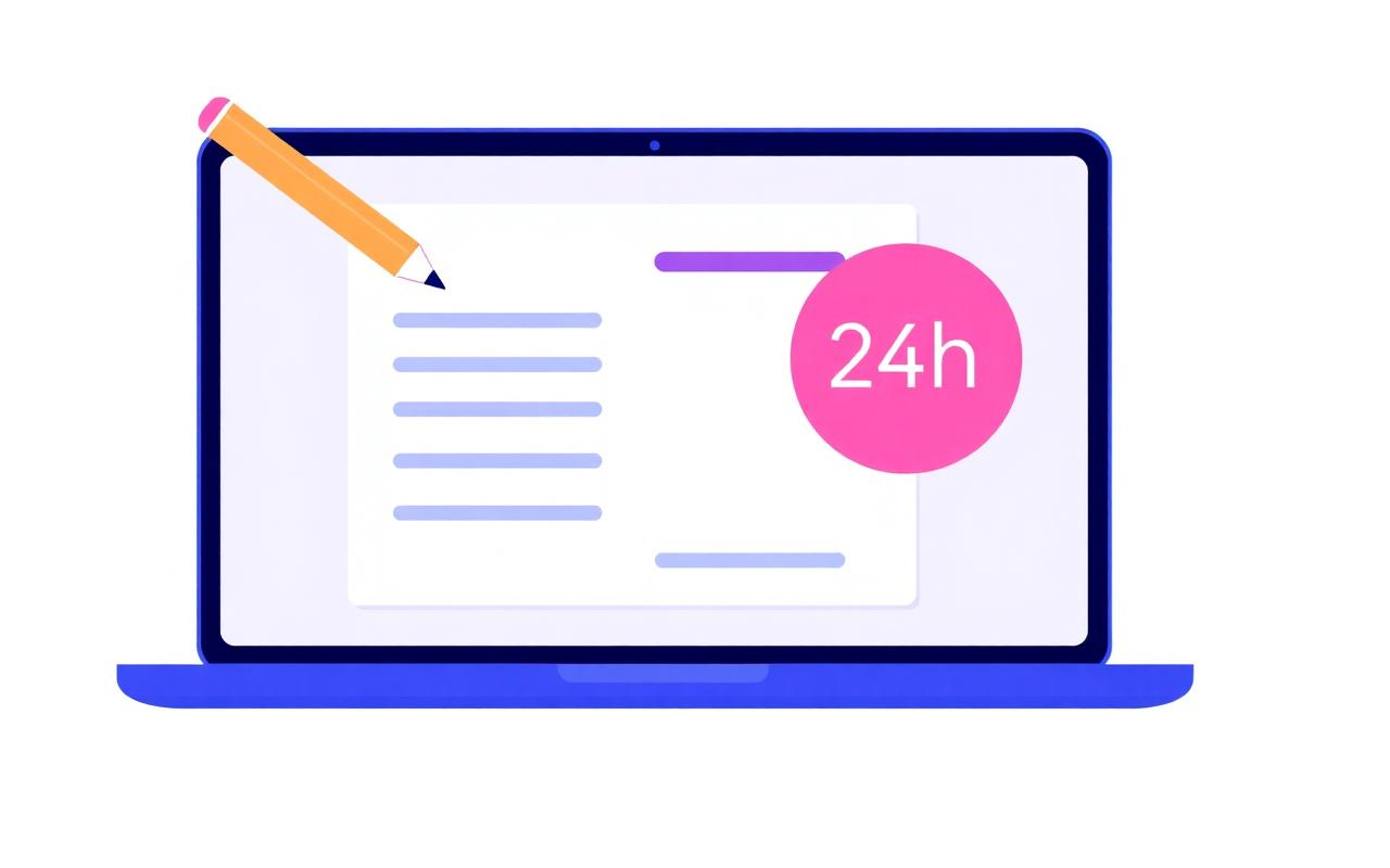 Devis Prizy sur écran d'ordinateur avec badge 24h